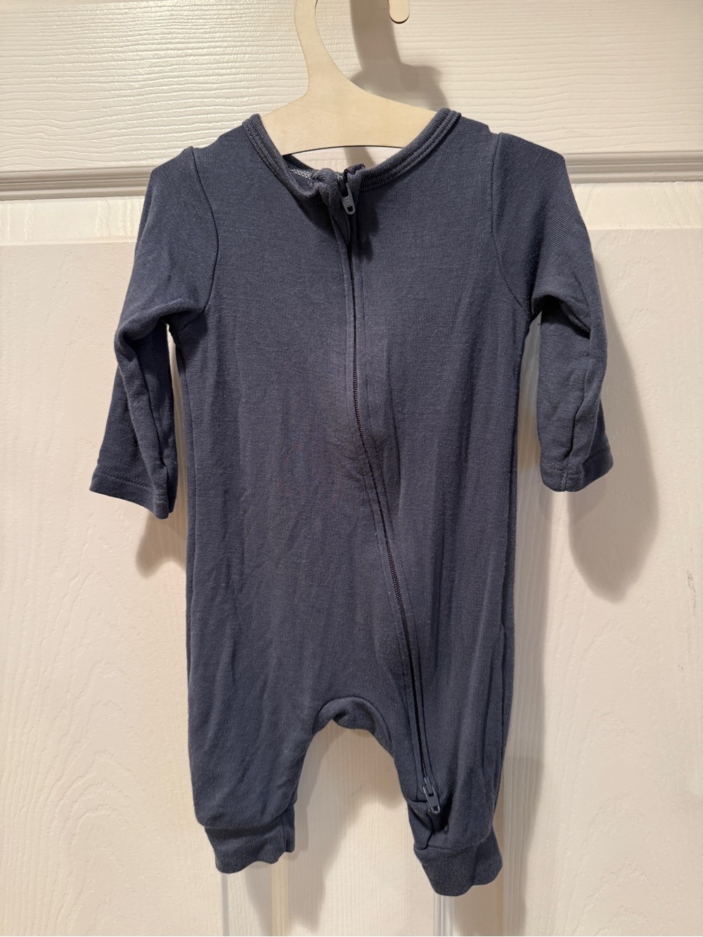Cloud Island Navy Blue Modal Zip-Front One-Piece Romper 0-3M